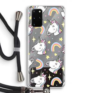 CaseCompany Rainbow Unicorn: Samsung Galaxy S20 Plus Transparant Hoesje met koord