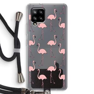 CaseCompany Anything Flamingoes: Samsung Galaxy A42 5G Transparant Hoesje met koord