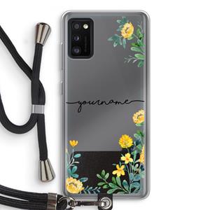 CaseCompany Gele bloemen: Samsung Galaxy A41 Transparant Hoesje met koord