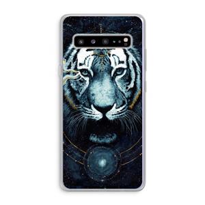 CaseCompany Darkness Tiger: Samsung Galaxy S10 5G Transparant Hoesje