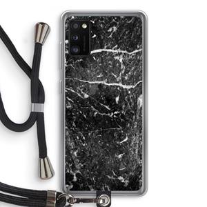 CaseCompany Zwart marmer: Samsung Galaxy A41 Transparant Hoesje met koord