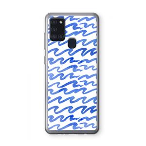 CaseCompany Blauwe golven: Samsung Galaxy A21s Transparant Hoesje