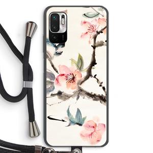 CaseCompany Japanse bloemen: Xiaomi Redmi Note 10 5G Transparant Hoesje met koord