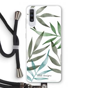 CaseCompany Tropical watercolor leaves: Samsung Galaxy A70 Transparant Hoesje met koord