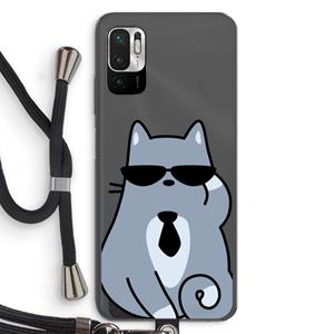CaseCompany Cool cat: Xiaomi Redmi Note 10 5G Transparant Hoesje met koord