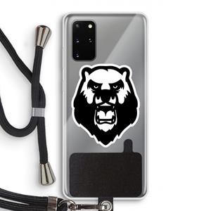 CaseCompany Angry Bear (white): Samsung Galaxy S20 Plus Transparant Hoesje met koord