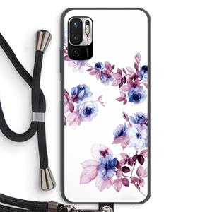 CaseCompany Waterverf bloemen: Xiaomi Redmi Note 10 5G Transparant Hoesje met koord