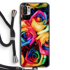CaseCompany Neon bloemen: Xiaomi Redmi Note 10 5G Transparant Hoesje met koord