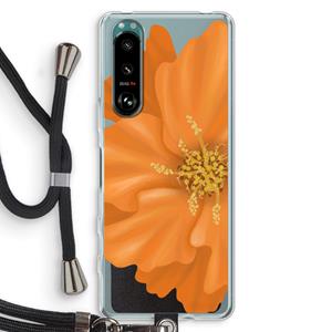 CaseCompany Orange Ellila flower: Sony Xperia 5 III Transparant Hoesje met koord