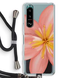 CaseCompany Pink Ellila Flower: Sony Xperia 5 III Transparant Hoesje met koord