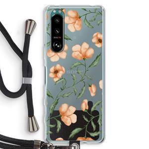 CaseCompany Peachy flowers: Sony Xperia 5 III Transparant Hoesje met koord