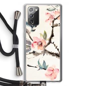 CaseCompany Japanse bloemen: Samsung Galaxy Note 20 / Note 20 5G Transparant Hoesje met koord