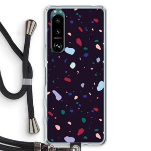 CaseCompany Dark Rounded Terrazzo: Sony Xperia 5 III Transparant Hoesje met koord