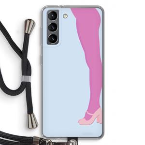 CaseCompany Pink panty: Samsung Galaxy S21 Transparant Hoesje met koord