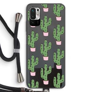 CaseCompany Cactus Lover: Xiaomi Redmi Note 10 5G Transparant Hoesje met koord