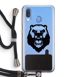 CaseCompany Angry Bear (black): Samsung Galaxy A40 Transparant Hoesje met koord