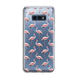 CaseCompany Flamingoprint groen: Samsung Galaxy S10e Transparant Hoesje
