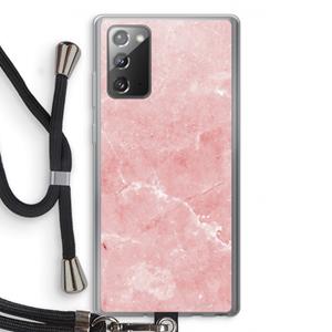 CaseCompany Roze marmer: Samsung Galaxy Note 20 / Note 20 5G Transparant Hoesje met koord