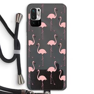 CaseCompany Anything Flamingoes: Xiaomi Redmi Note 10 5G Transparant Hoesje met koord