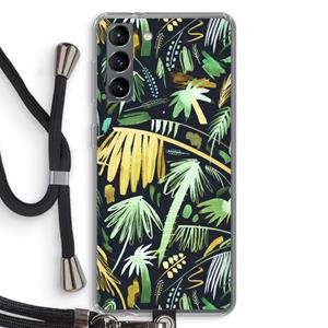 CaseCompany Tropical Palms Dark: Samsung Galaxy S21 Transparant Hoesje met koord