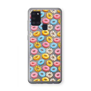 CaseCompany Pink donuts: Samsung Galaxy A21s Transparant Hoesje