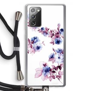 CaseCompany Waterverf bloemen: Samsung Galaxy Note 20 / Note 20 5G Transparant Hoesje met koord