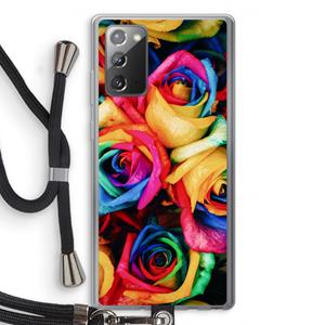 CaseCompany Neon bloemen: Samsung Galaxy Note 20 / Note 20 5G Transparant Hoesje met koord