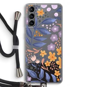 CaseCompany Flowers with blue leaves: Samsung Galaxy S21 Transparant Hoesje met koord