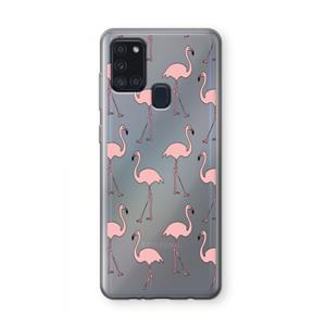 CaseCompany Anything Flamingoes: Samsung Galaxy A21s Transparant Hoesje