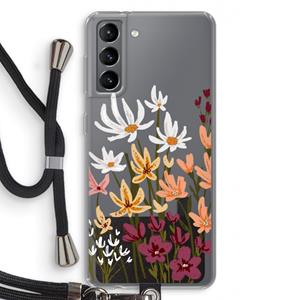 CaseCompany Painted wildflowers: Samsung Galaxy S21 Transparant Hoesje met koord