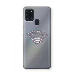 CaseCompany Home Is Where The Wifi Is: Samsung Galaxy A21s Transparant Hoesje