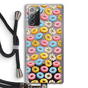 CaseCompany Pink donuts: Samsung Galaxy Note 20 / Note 20 5G Transparant Hoesje met koord
