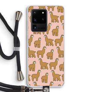 CaseCompany Alpacas: Samsung Galaxy S20 Ultra Transparant Hoesje met koord