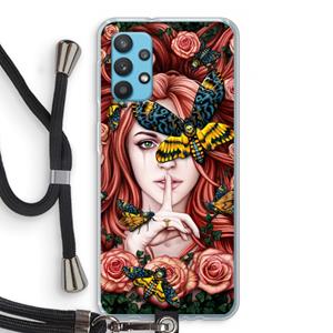 CaseCompany Lady Moth: Samsung Galaxy A32 4G Transparant Hoesje met koord