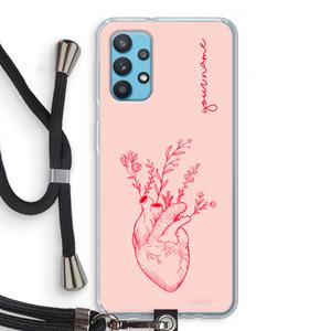 CaseCompany Blooming Heart: Samsung Galaxy A32 4G Transparant Hoesje met koord