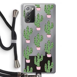 CaseCompany Cactus Lover: Samsung Galaxy Note 20 / Note 20 5G Transparant Hoesje met koord