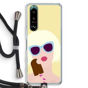 CaseCompany Ice cream: Sony Xperia 5 III Transparant Hoesje met koord