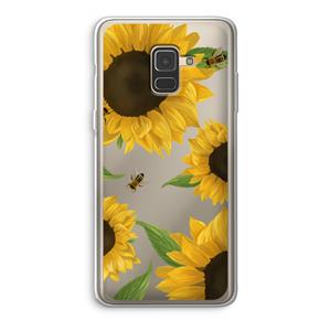 CaseCompany Sunflower and bees: Samsung Galaxy A8 (2018) Transparant Hoesje