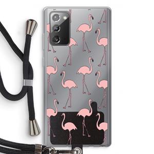 CaseCompany Anything Flamingoes: Samsung Galaxy Note 20 / Note 20 5G Transparant Hoesje met koord
