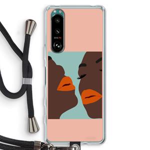 CaseCompany Orange lips: Sony Xperia 5 III Transparant Hoesje met koord