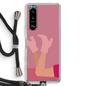 CaseCompany Pink boots: Sony Xperia 5 III Transparant Hoesje met koord