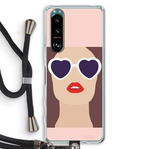 CaseCompany Red lips: Sony Xperia 5 III Transparant Hoesje met koord