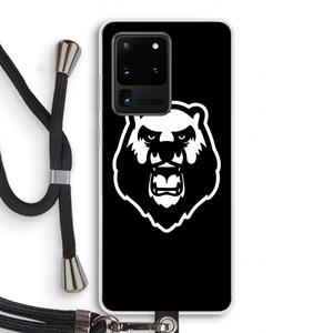 CaseCompany Angry Bear (black): Samsung Galaxy S20 Ultra Transparant Hoesje met koord