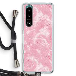 CaseCompany Abstract Painting Pink: Sony Xperia 5 III Transparant Hoesje met koord