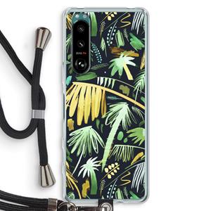 CaseCompany Tropical Palms Dark: Sony Xperia 5 III Transparant Hoesje met koord