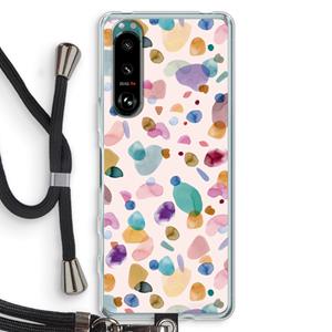 CaseCompany Terrazzo Memphis Pink: Sony Xperia 5 III Transparant Hoesje met koord