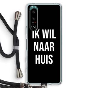 CaseCompany Ik wil naar huis - Zwart: Sony Xperia 5 III Transparant Hoesje met koord