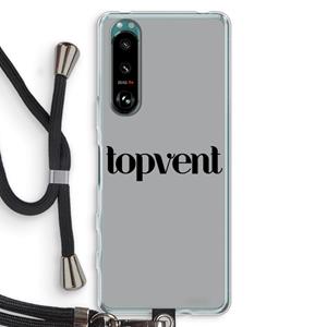 CaseCompany Topvent Grijs Zwart: Sony Xperia 5 III Transparant Hoesje met koord