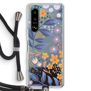 CaseCompany Flowers with blue leaves: Sony Xperia 5 III Transparant Hoesje met koord