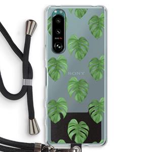 CaseCompany Monstera leaves: Sony Xperia 5 III Transparant Hoesje met koord